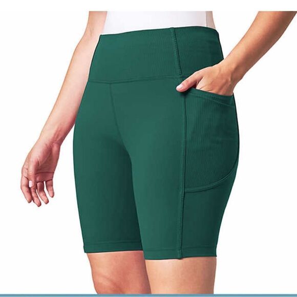 Mondetta Ladies' Active Ribbed Bike Short Green - Picture 1 of 11